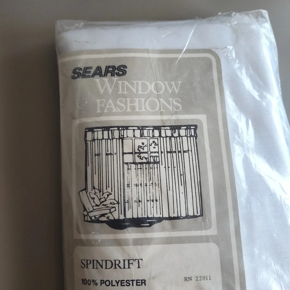 Sears Window Fashions Spindrift Vintage Curtain Pair Winter White Semi Sheer